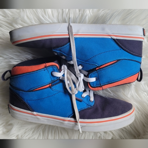 Vans Atwood Hi Canvas Blue/Orange Skate Kids Shoes Size 6 - Picture 3 of 7